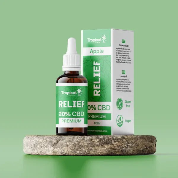 ÓLEO DE CBD RELIEF 20% – TROPICAL BUD PREMIUM MAÇÃ (10ML)