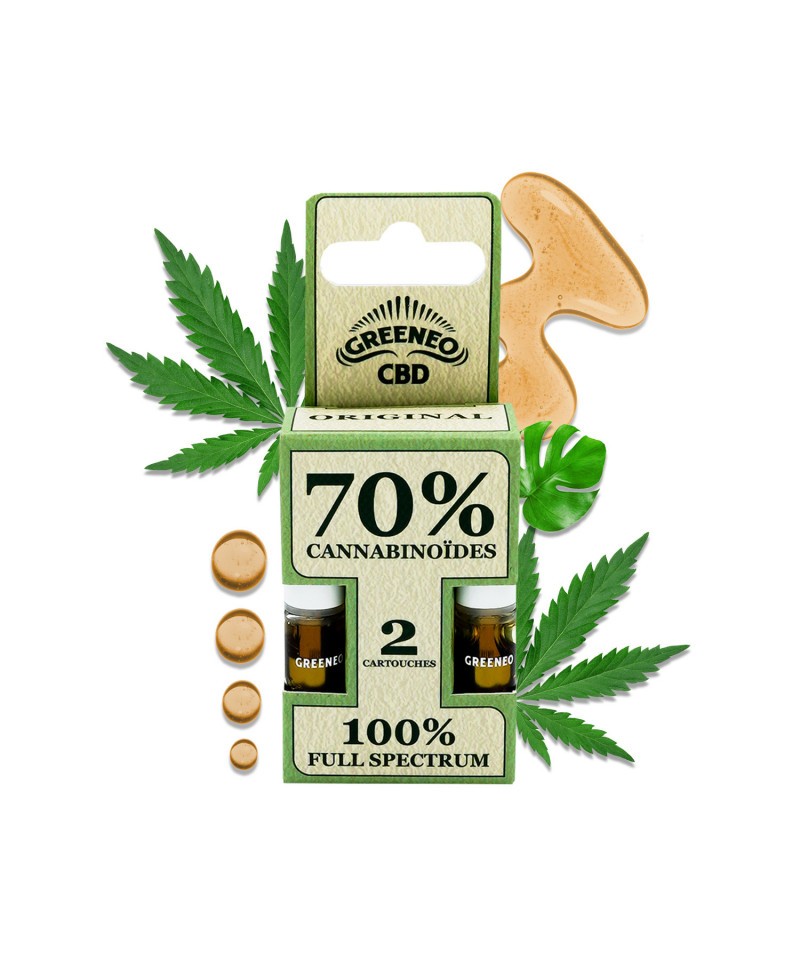 Pack 2 Cartuchos Original 70 Cbd Full Spectrum Stick Greeneo Cbd