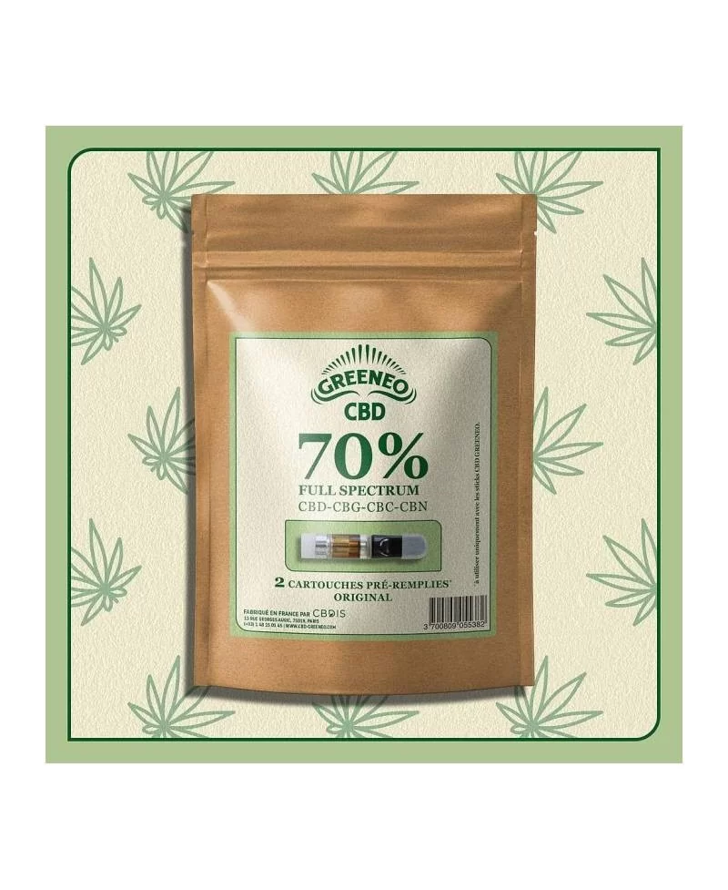 Pack 2 Cartuchos Original 70 Cbd Full Spectrum Stick Greeneo Cbd