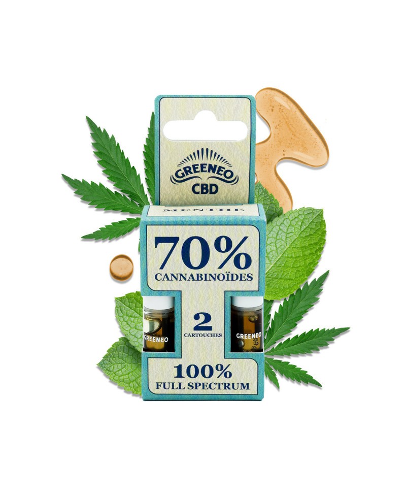 Pack 2 Cartuchos Menthe 70 Cbd Full Spectrum Stick Greeneo Cbd