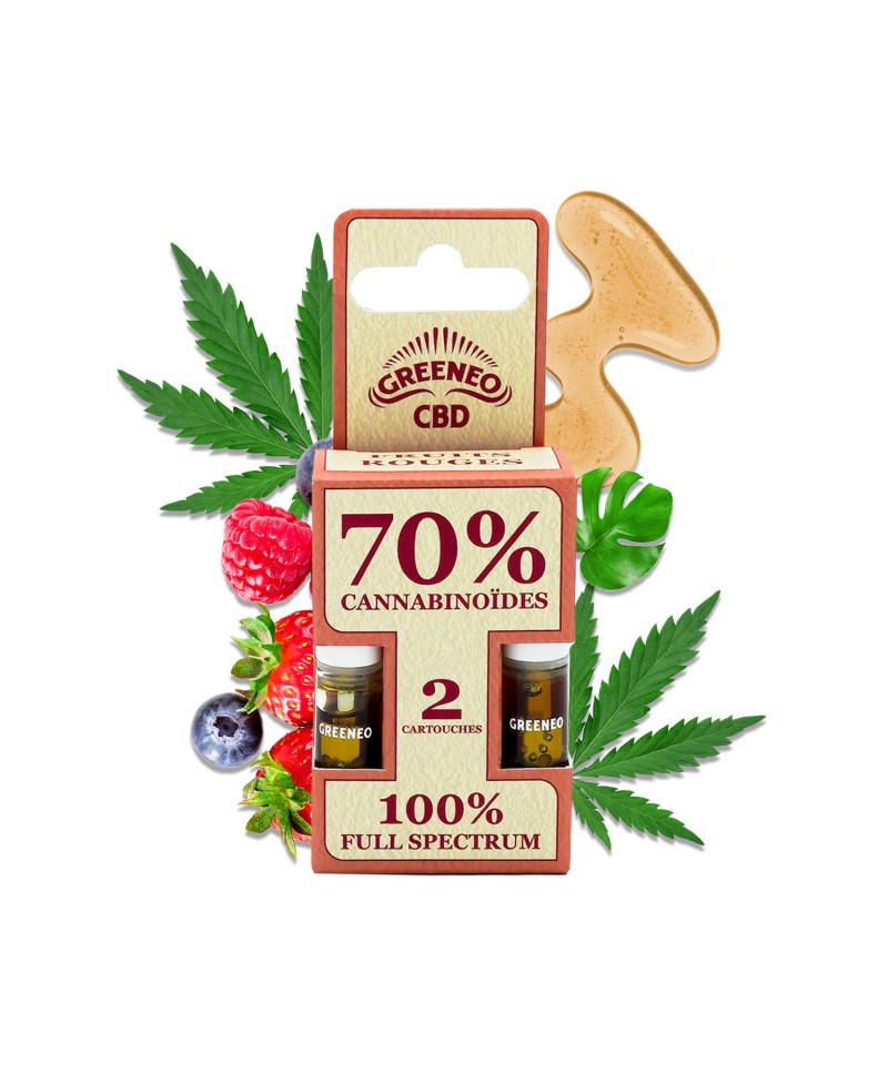 Pack 2 Cartuchos 70 Cbd Frutos Vermelhos Full Spectrum Stick Greeneo Cbd