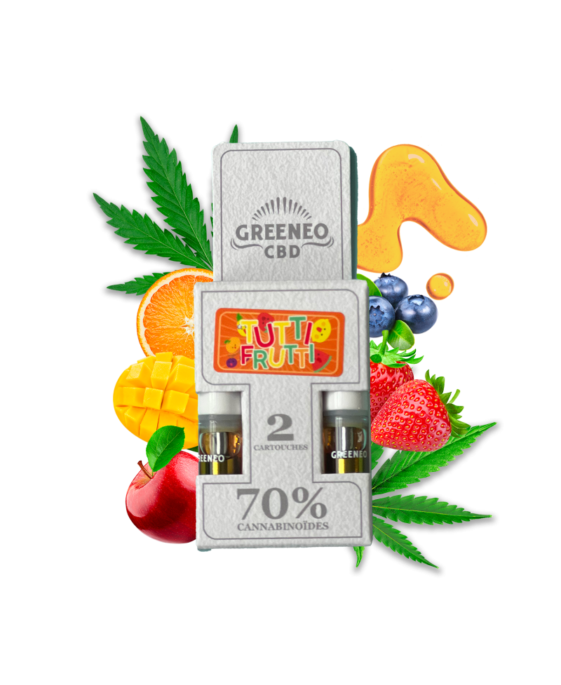 Pack 2 Cartuchos 70 Cbd Tutti Frutti Full Spectrum Stick Greeneo Cbd